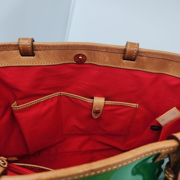 Dooney & Bourke Double Strap Shoulder Tassel Bag Green Patent Leather Purse - Picture 12 of 16